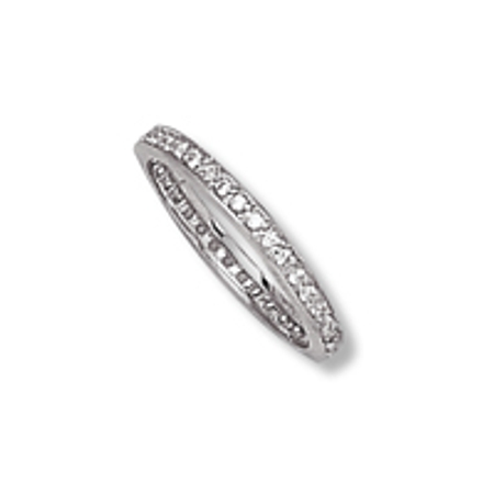 Thin Silver Eternity Band with Cubic Zirconias - Click Image to Close